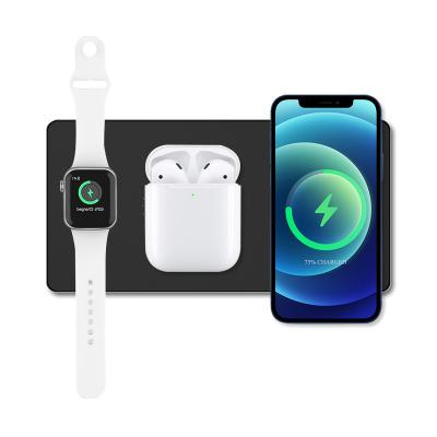 China Mobile Phone+Earphone+Watch GTIMLMC Wireless Charger Pad 3 in 1 Aluminum Alloy Portable Earphone Table Qi 15W Fast Charging iPhone 13 Pro Galaxy S21 for sale