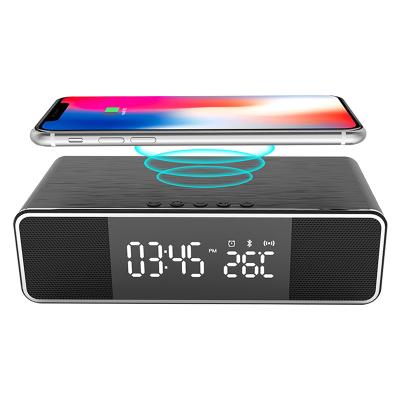 China UniversalÂ   2021 New Products BT Speaker With 10W Min Clock FM Wireless Fast Charging Radio Portable Handfree With Alarm for sale