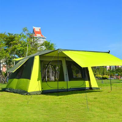 China Diagonal Bracing Type 6-10 Person Large Space 2 Rooms 1 Hall Luxury Villa Outdoor Family Camping Cabin Tent 4 Season Rainproof for sale