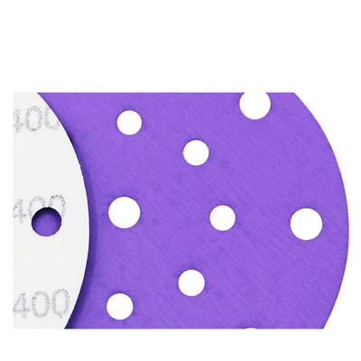 China 6 inch 17 holes buy clean hook and loop purple round disc porcelain polishing cheap car sandpaper for automotive 6 inch 17 holes for sale