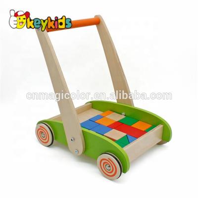 China For Baby Action Ability Best Gift Toddler Training Wooden Walker With Building Blocks W16E066 for sale