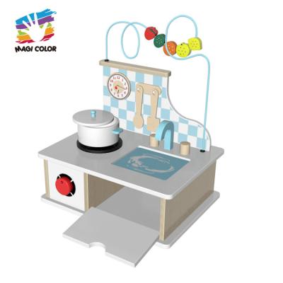 China For Kids Action Capacity 2021 New Design Mini Kitchen Practicing Toy With Maze Pretend Role Play Children Play Set Wooden Kitchen Toy W10C638 for sale