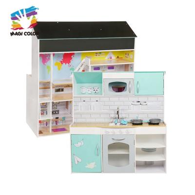 China For Kids Action Ability Wholesale Exercising Dollhouse Lovely And Wooden Kitchen Double Side Toy For Children W10C325 for sale