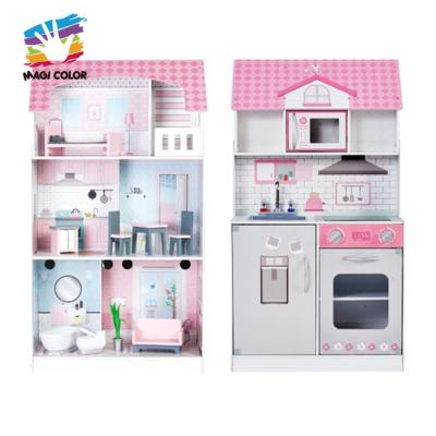 China Large Wooden Doll Room TOY Classic Double Side Doll House Role Playing Petend Children Play MODELS For Children W06A394 for sale