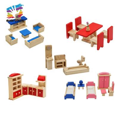 China Pretend Play Best Design Miniature Wooden Doll Furniture For Children W06B103 for sale