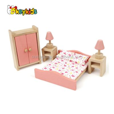 China Wholesale Lovely Sensitive Wooden Toy Dollhouse Kids Baby Miniatures Doll Furniture Role Play Toy For Girls W06B061 for sale