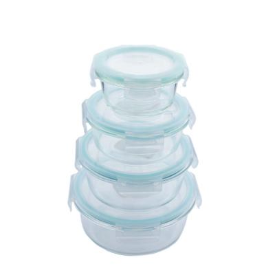 China 950ml Round Bottom Viable Storage Glass Food Container Bento Lunch Boxes Microwavable Heating Storage Containers for sale