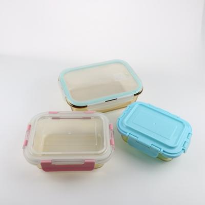 China Wholesale Fresh-Keeping Glass Bowls Stocked Containers Amber Bento Lunch Box Glass Food Storage Box for sale