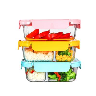 China Sustainable High Borosilicate 1060ml Rectangular Glass Bowl Clear Lunch Box Food Storage Container for sale