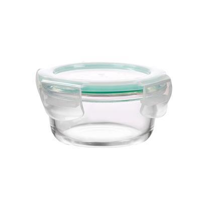 China 200ml Round Mini Lunch Box Baby Food Storage Glass Container Clear Bowl Stocked For Baby for sale