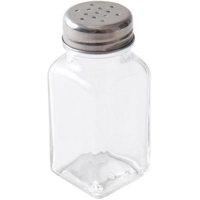 China Stocked Mini Square Glass Jar Empty Salt Pepper Shaker Spices Glass Jar Seasoning Bottle for sale