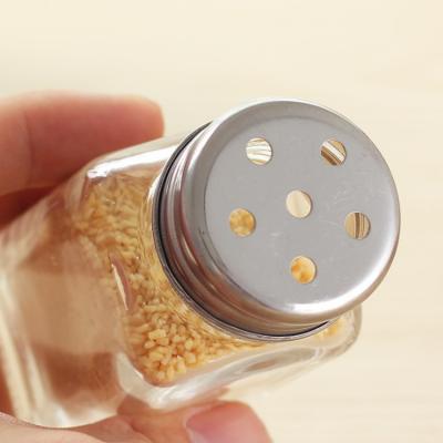 China Empty Bottle Square Stocked Glass Shaker Spices Glass Jar Seasoning Pepper Salt Jars For Spices for sale