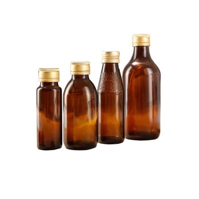 China 30ml 50ml 100ml Amber Hydrosol Syrup Oral Medicine Eco-friendly Recyclable Liquid Glass Bottle for sale