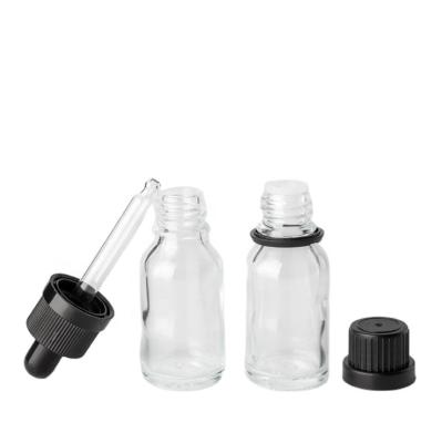 China Eco-Friendly Recyclable Clear 15ml Frosted Glass Dropper Bottle With Cap Child Safe Essential Oil Bottle for sale