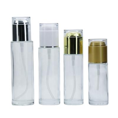 China 20ml 30ml 40ml 50ml 60ml 80ml 100ml Emulsion Clear Eco-friendly Recyclable Pump Spray Cosmetic Lotion Packaging Glass Bottle for sale