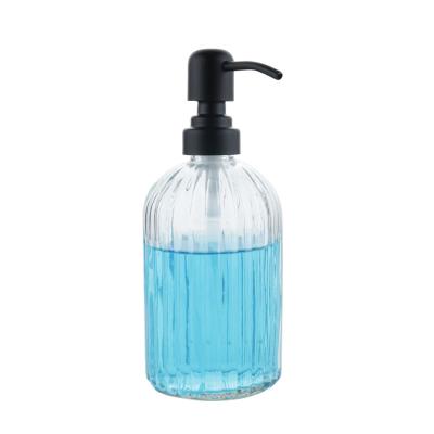 China Eco-friendly Recyclable Liquid Foam Hand Sanitizer Clear Glass Soap Dispenser 14oz 420ml Bottle For Hand Sanitizer Gel Bottle for sale