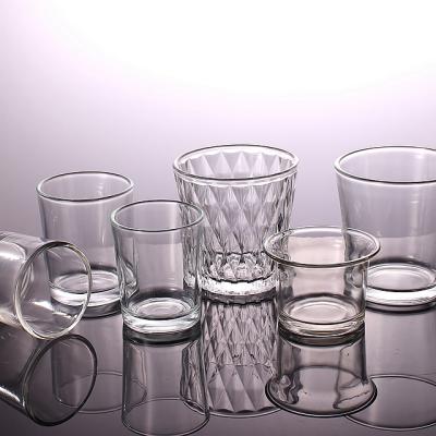 China Home Decoration Around Decorate Candle Holder Clear Glass Wedding Candle Glass Cup for sale