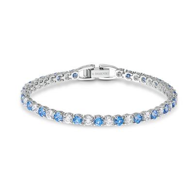 China FASHIONABLE Wholesale Custom Iced Out Blue And White Cubic Zirconia Tennis Bracelet For Women Jewelry for sale