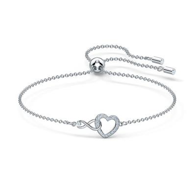 China Romantic Fashionable Zircon Infinity Heart Adjustable Bracelet For Women Jewelry for sale