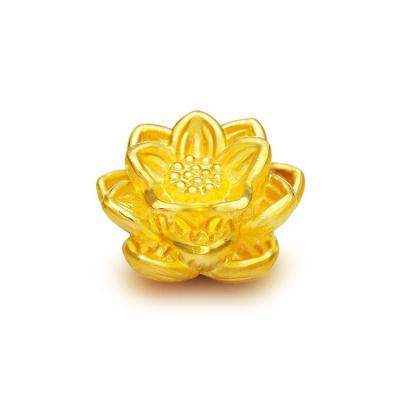 China Fine Polishing Lotus Flower 14k Gold Plated Jewelry Lotus Flower Charms For Jewelry Making for sale