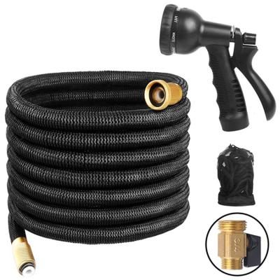 China Wholesale Adjustable Double Expandable Garden Hose 2 Layers Latex Expandable Garden Hose with 3/4 Brass Connector for sale