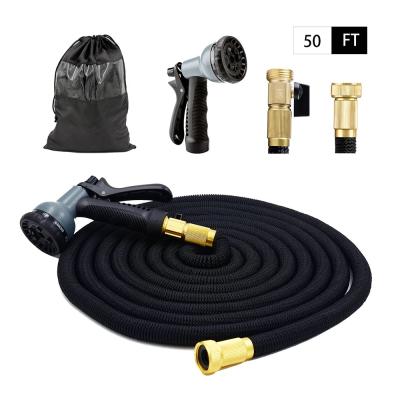 China 50 Adjustable Feet Expandable Garden Hose Solid Brass Fittings for sale