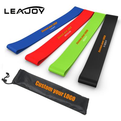 China 2021 Sport Hot Selling Natural Latex Resistance Loop Bands Set of 4 for Ankle, Leg, Knee, or Arm Exercise for sale