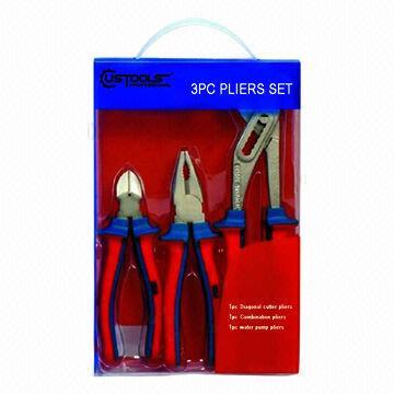 China Strong High Quality Pliers Set, All of 3 Pieces Tool Bag Tool Kit in PVC Box, Micro-nickel Plating for sale