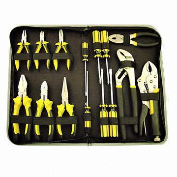 China Portable High Quality 15 Piece Combination Tool Kits Tool Kits With Zipper Bag for sale