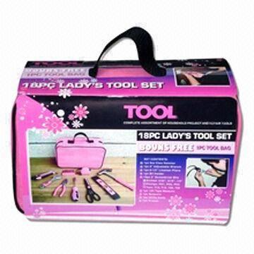 China Portable High Quality Ladies Tool Kit Household Tool Kit 18 Pieces In Bag for sale