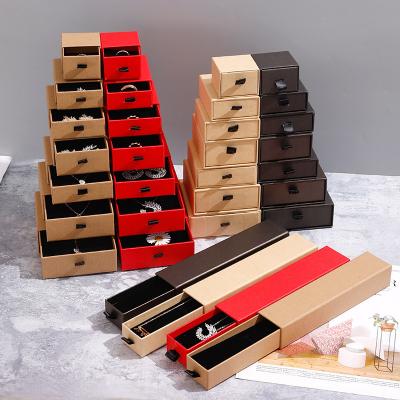 China Luxury Jewelry Storge Box Cardboard Necklace Bracelet Rose Drawer Jewelry Set Storage Gift Box Packaging for sale