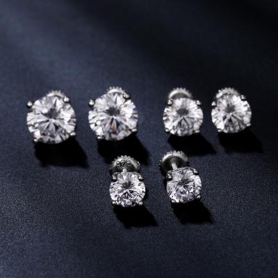 China High Quality Luxury Minimalist Fine Zircon FASHIONABLE Diamond Zircon Stud Earrings from Sterling Silver Screw Back Round Jewelry 925 for sale