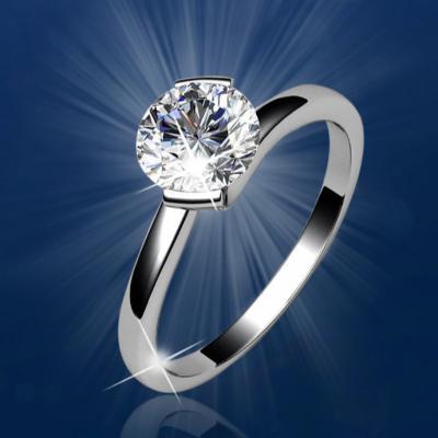 China Classic High Quality Genuine Moissanite CLASSIC Engagement Rings 18K Diamond Round Brilliant Cut Fine Sterling 925 Silver Ring For Girls for sale