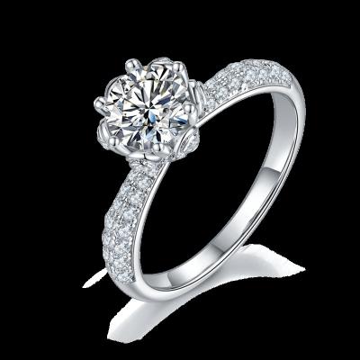 China FASHIONABLE Wholesale Round Brilliant Cut Claw Setting Promise Ring Solid 925 Sterling Silver for sale