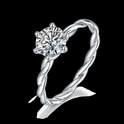 China CLASSIC Luxury Jewelry 925 Sterling Silver Ring for Girl Engagement 1.0ct Moissanite Ring Custom for sale