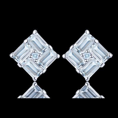 China CLASSIC Luxury Jewelry 925 Sterling Silver Square Diamond Natural Blue Green Stud Earrings For Women for sale