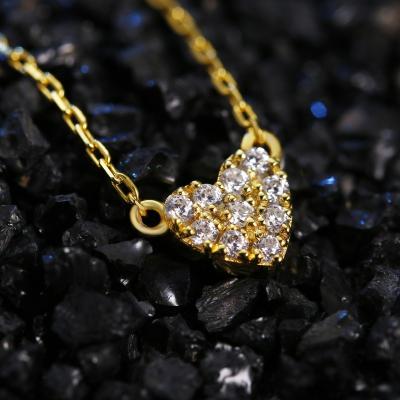 China TRENDY 18K Gold Plated Bling Tiny Tasty 925 Sterling Silver Heart Necklace Jewelry For Women for sale