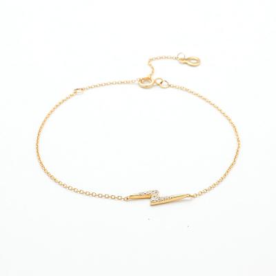 China Silver CLASSIC Fine Jewelry Tiny Link Chain 18K Gold 925 Plated Lightning N Shape Bracelet for sale