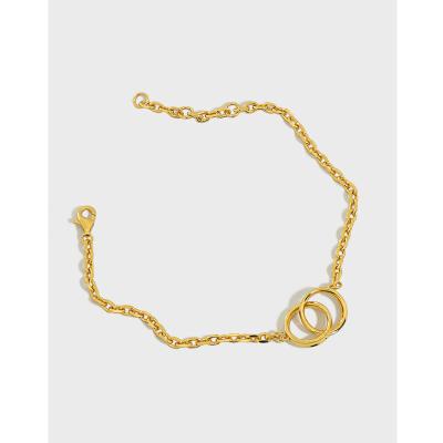 China 2022 CLASSIC Fine Luxury Jewelry 18K Gold Plated Geometric Double Circle Chain Link Bracelet for sale