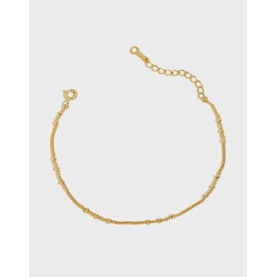 China CLASSIC Custom Jewelry Maker 925 Sterling Silver Women 18K Gold Plated Thin Chain Bracelet for sale