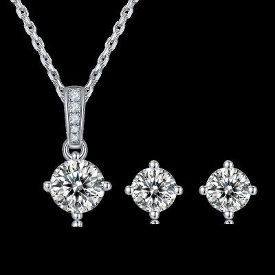 China CLASSIC Personalized Moissanite Round Cut Elegant Brilliant 925 Sterling Silver Jewelry Set for sale