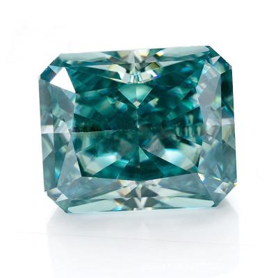 China Fire Dropshipping Gemstones VVS 0.3-1.5 Carat Loose Color or Sea Blue Emerald Cut Moissanite Stones for sale