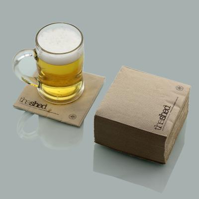 China Printed Brown Cocktail Towel Biodegradable Cocktail Napkins Bulk Mail Consumer Recycled Towel for sale