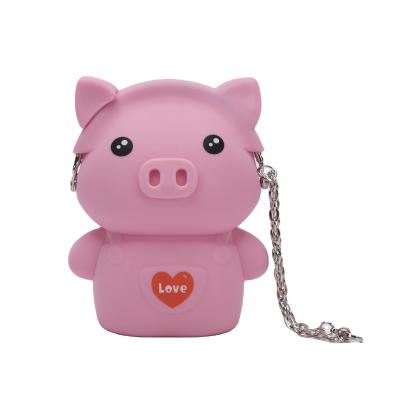 China Lovely Piggy Silicone Blow Bag With Money Waterproof Bag Metal Chain Silicone Hot Selling Silicone Wallet For Kids High Quality Pouch for sale