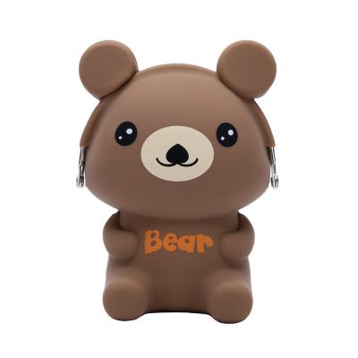 China Best Selling Wholesale Silicone Bear Shape Silicone Kids Purse Coin Purse Money Bag Rubber Bag With Open Latch For Coin Storage for sale