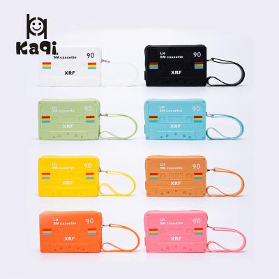 China Recycle Promotion Gifts Cheap Custom Silicone Cassette Wallet Tape Coin Purse With Magnetic Tape Coin Pouch For Zipper Sound Recording for sale