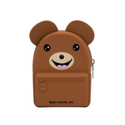 China Silicone Wholesale Bear Silicone Zipper Coin Purse Compression Change Case Money Bag Silicon Pouch For Coin Zipper Holder Bag for sale