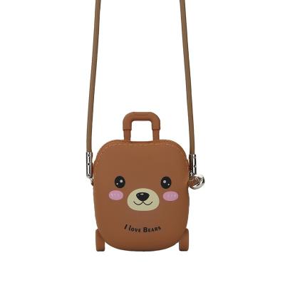 China 2022 New Arrival Animal Silicone Cartoon Cross-body Pouch For Girl Storage Silicone Money Bag Brown Bear Silica Gel Zipper Coin Purse for sale