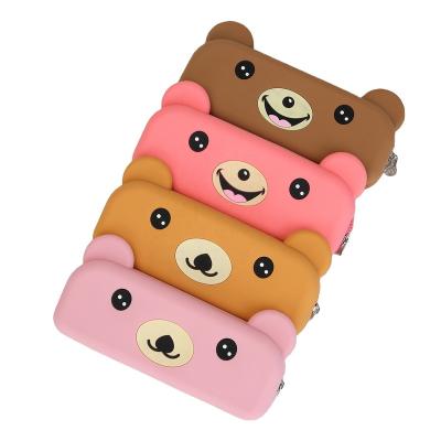 China Schools & 2022 Novelty Type Of Offices Large Capacity Silicone Pencil Pouch Student Creative Pencil Case Animal Stationery Bag for sale