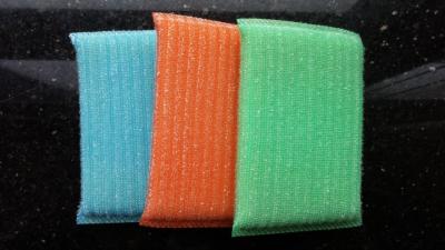 China Blue / Green / Orange Scrubbing Sponges By Sponge Fabric / Steel Wire for sale